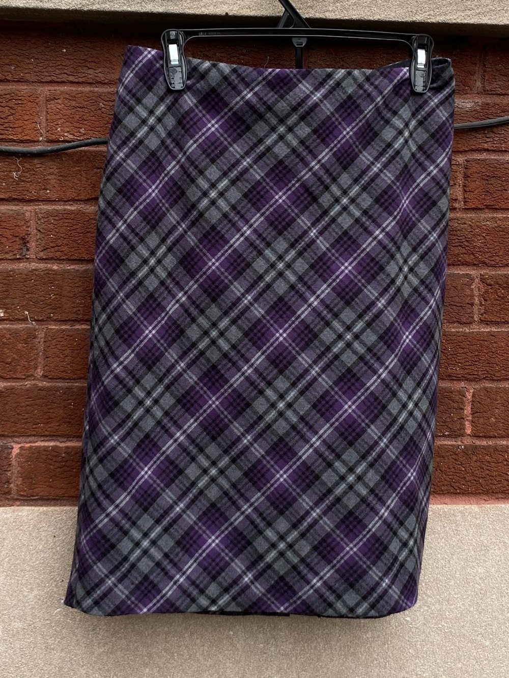 Women's Pencil Skirt in Purple Plaid